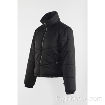 manteau noir à glissière avec col montant